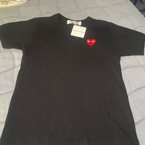 Comme des Garcons Black Tee with embroidered Red Heart